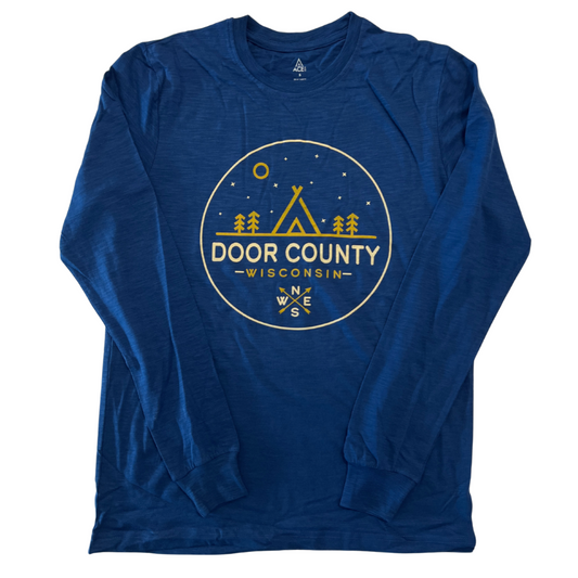 Door County WI Midnight Tent T-shirt Long Sleeve Navy