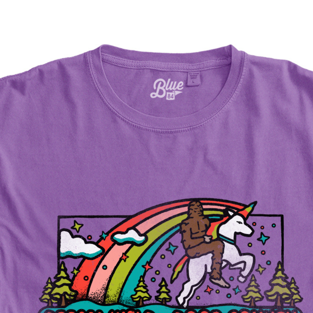 Dream Wild Door County Bigfoot Unicorn Short Sleeve T-shirt Electric Purple