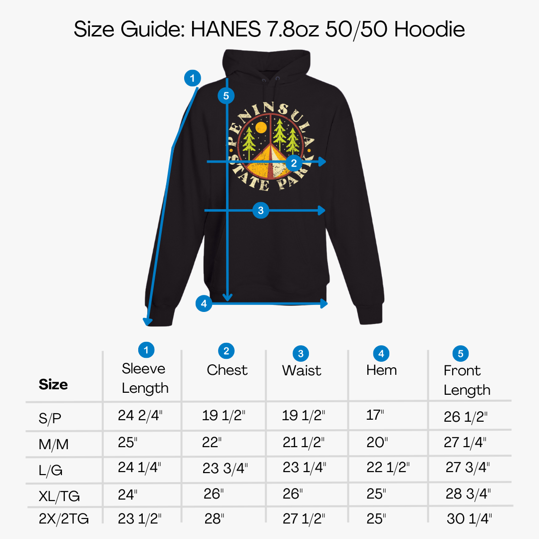 Peninsula State Park Camp Peace Sign Royal Hoodie