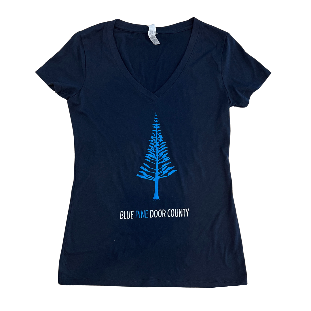 Blue Pine Door County Womens Navy V Neck T-shirt