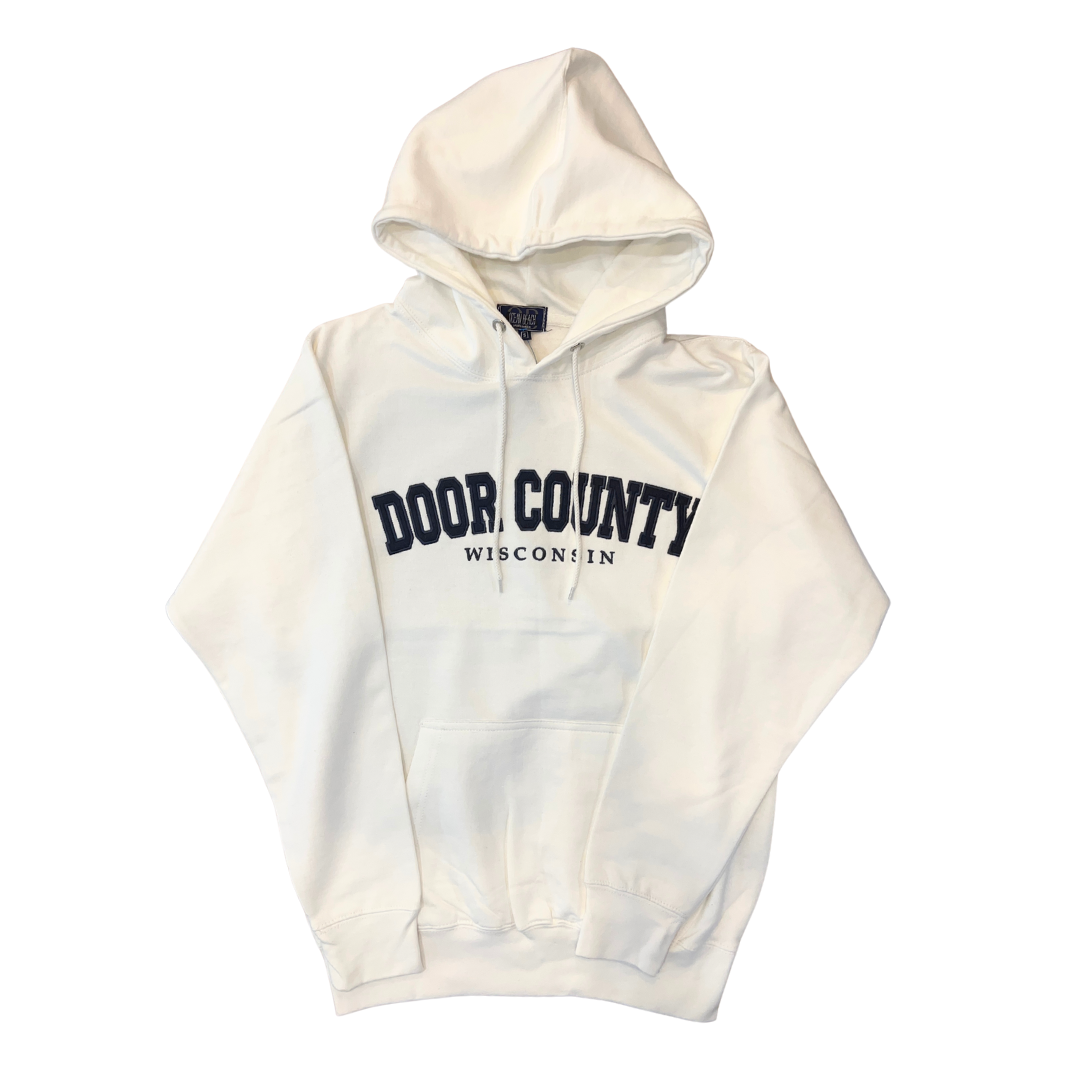 Door County Wisconsin Applique White Unisex Hoodie