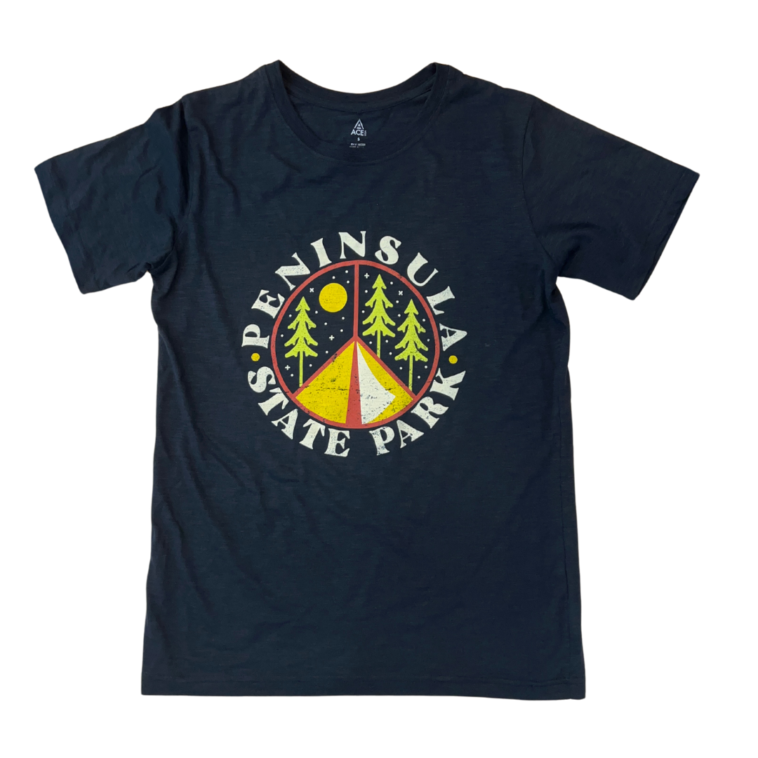 Peninsula State Park Camp Peace Sign Black Youth T-shirt