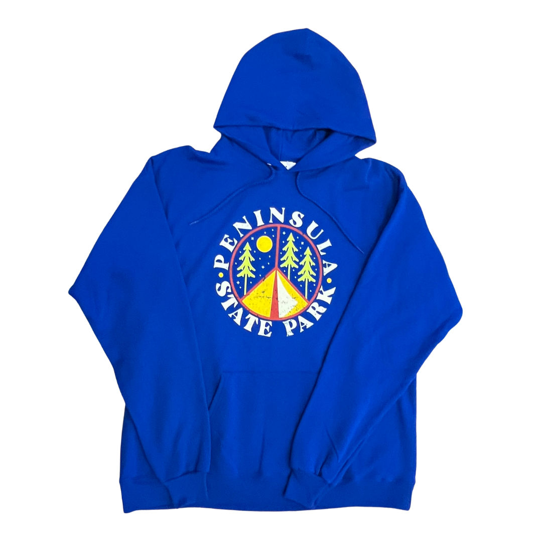 Peninsula State Park Camp Peace Sign Royal Hoodie