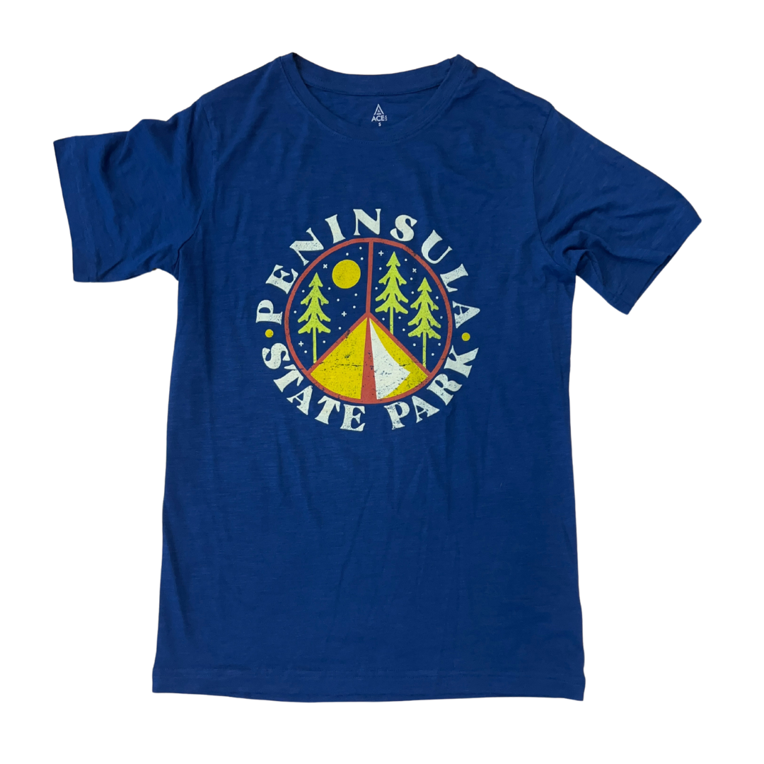 Peninsula State Park Camp Peace Sign Navy T-shirt