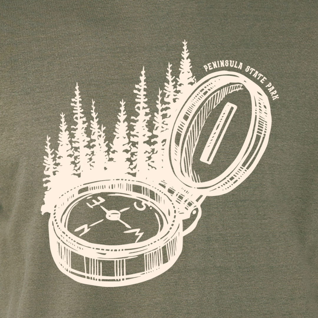 Peninsula State Park Compass Olive Unisex T-shirt