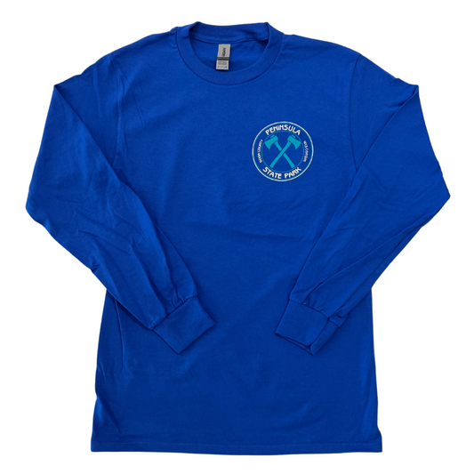 Summer Circle Axes T-shirt Long Sleeve Royal Blue