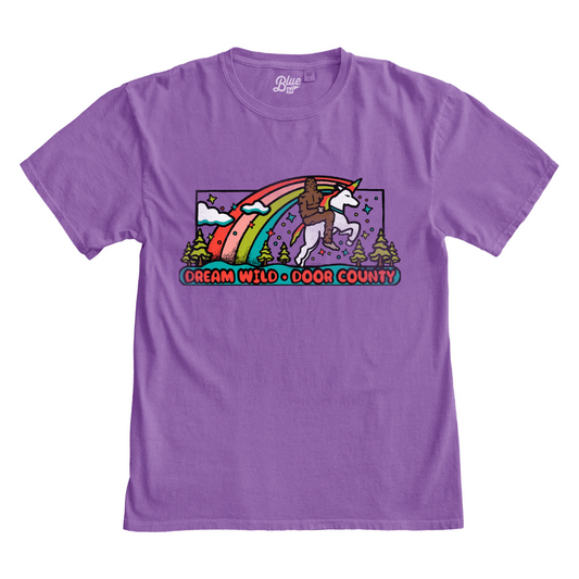 Dream Wild Door County Bigfoot Unicorn Short Sleeve T-shirt Electric Purple