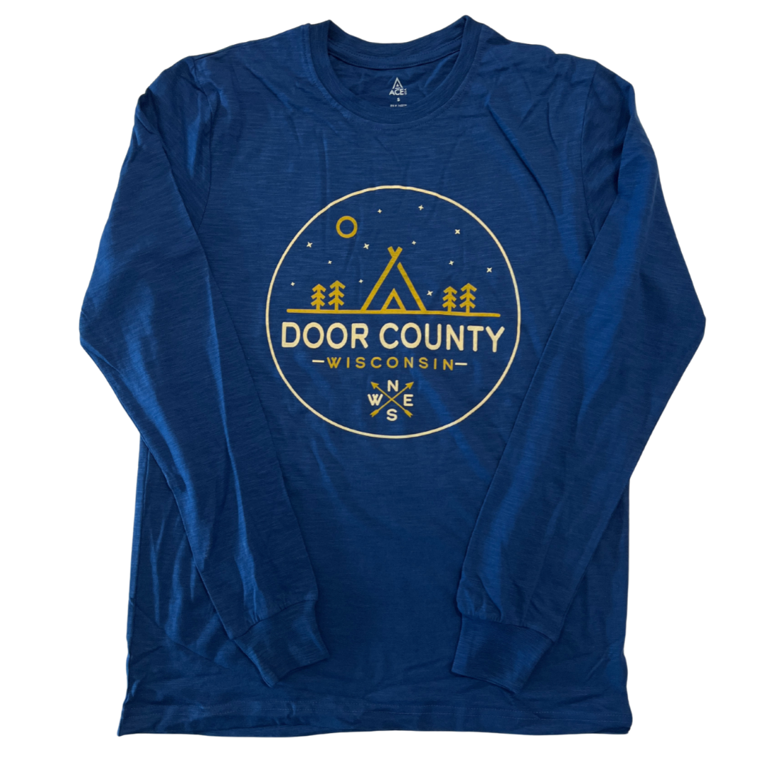 Door County WI Midnight Tent T-shirt Long Sleeve Navy