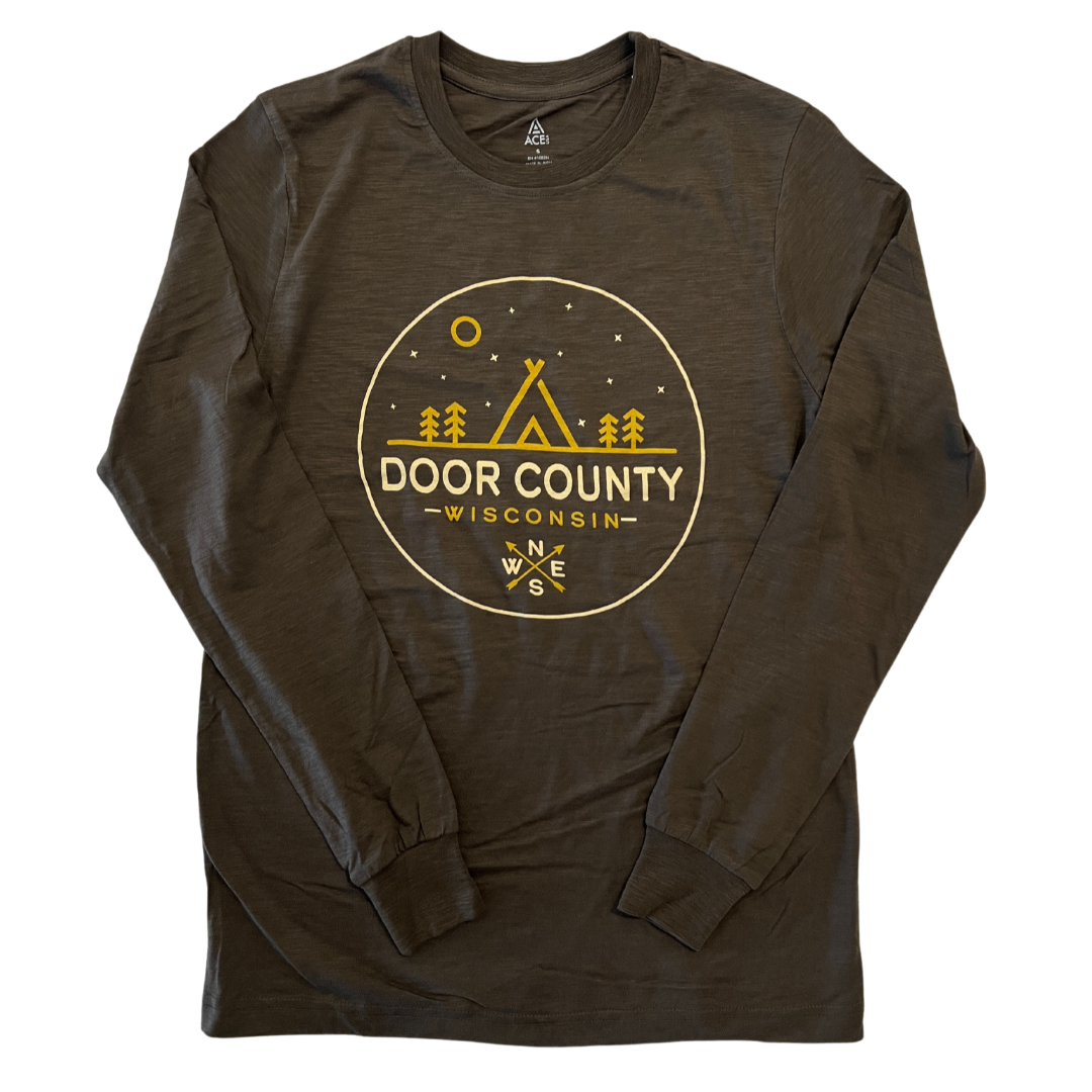 Door County WI Midnight Tent T-shirt Long Sleeve Turkish Coffee