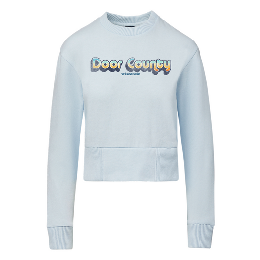 Door County Wisconsin Retro Women's Arctic Blue Crew