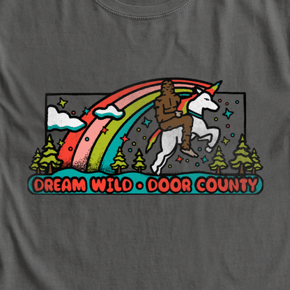 Dream Wild Door County Bigfoot Unicorn Short Sleeve T-shirt Black
