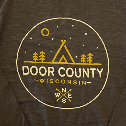 Door County WI Midnight Tent T-shirt Long Sleeve Turkish Coffee