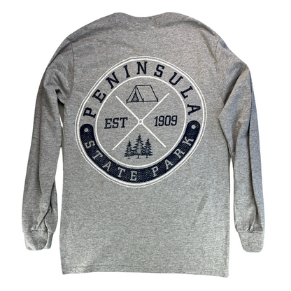 Peninsula State Park T-shirt Long Sleeve Sport Grey
