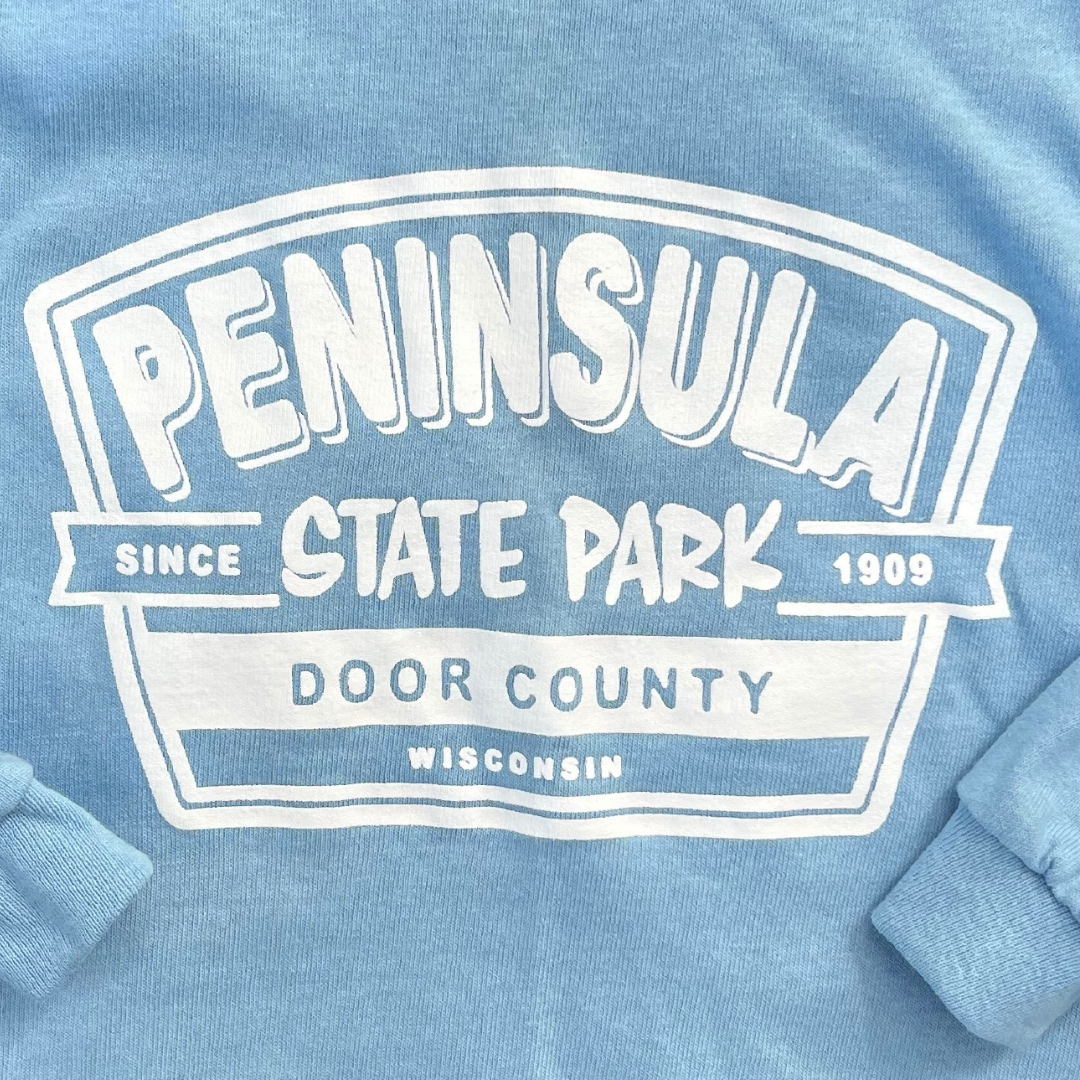 Peninsula State Park Since 1909 Youth Long Sleeve T-shirt Sky Blue
