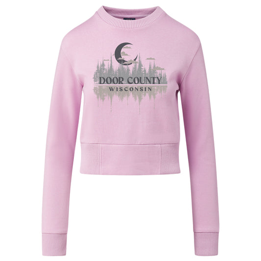 Door County Wisconsin Moon Reflection Women's Wisteria Crew