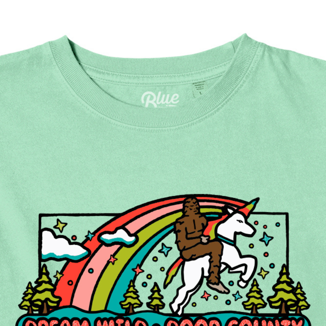 Dream Wild Door County Bigfoot Unicorn Mint Youth T-shirt