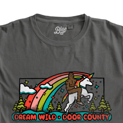Dream Wild Door County Bigfoot Unicorn Short Sleeve T-shirt Black