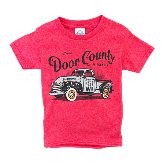 Door County Classic Pickup Youth Short Sleeve T-shirt Red