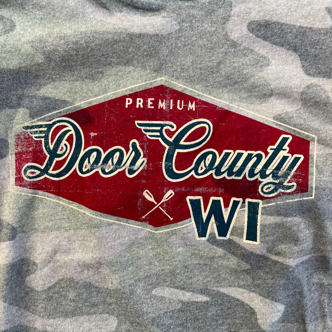 Vintage Can Label Youth Camo Hoodie