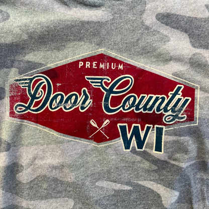 Vintage Can Label Youth Camo Hoodie