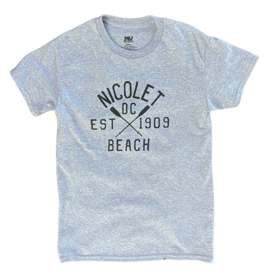 Nicolet Beach Est 1909 Short Sleeve T-shirt Heather Gray