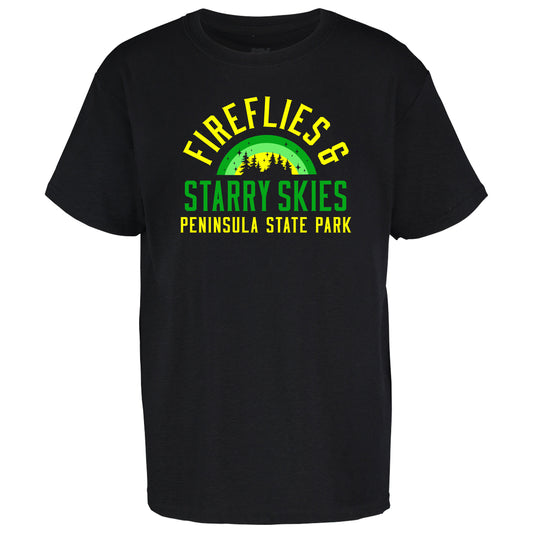 Fireflies and Starry Nights Peninsula State Park Black Youth T-shirt