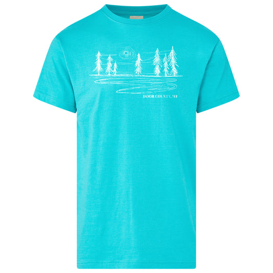 Door County Pine Trees Turquoise Unisex T-shirt