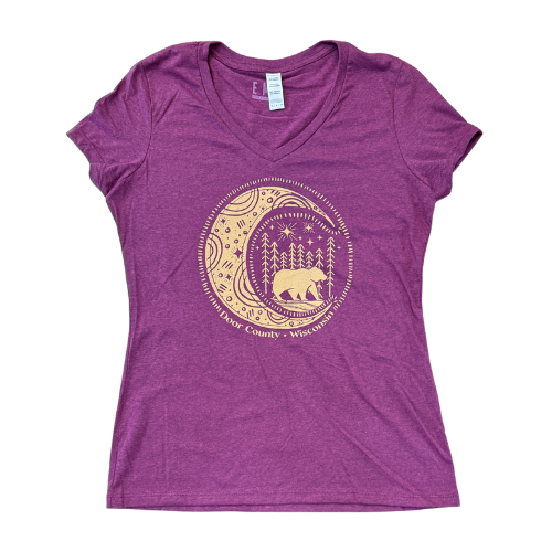 DC Moon Woodcut Berry Womens Tee