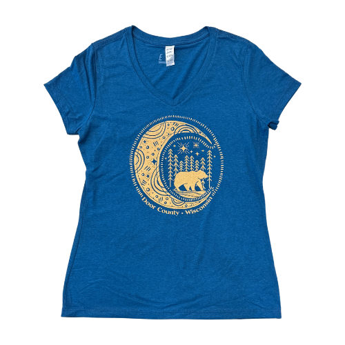 DC Moon Woodcut Teal Blue Womens Tee