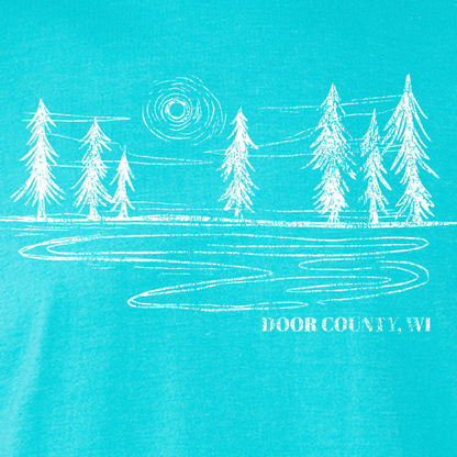 Door County Pine Trees Turquoise Unisex T-shirt