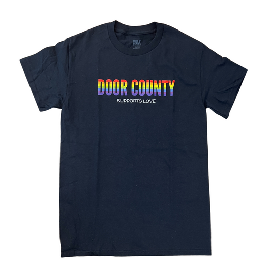 Door County Supports Love PRIDE Black Unisex Tee