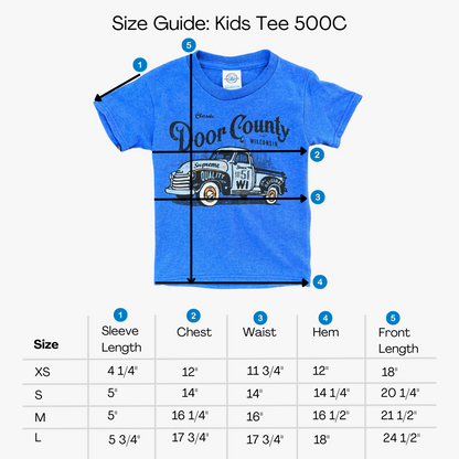 Door County Classic Pickup Youth Short Sleeve T-shirt Blue