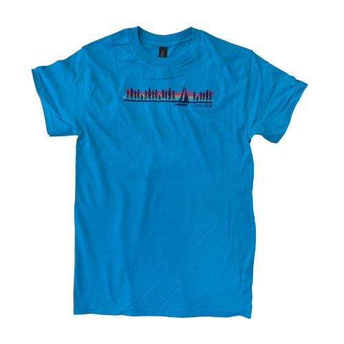 Fish Creek Embroidered Sailboat Tropical Blue Tee