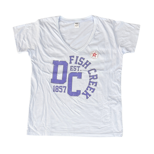 Fish Creek Lt Blue V-neck Tee