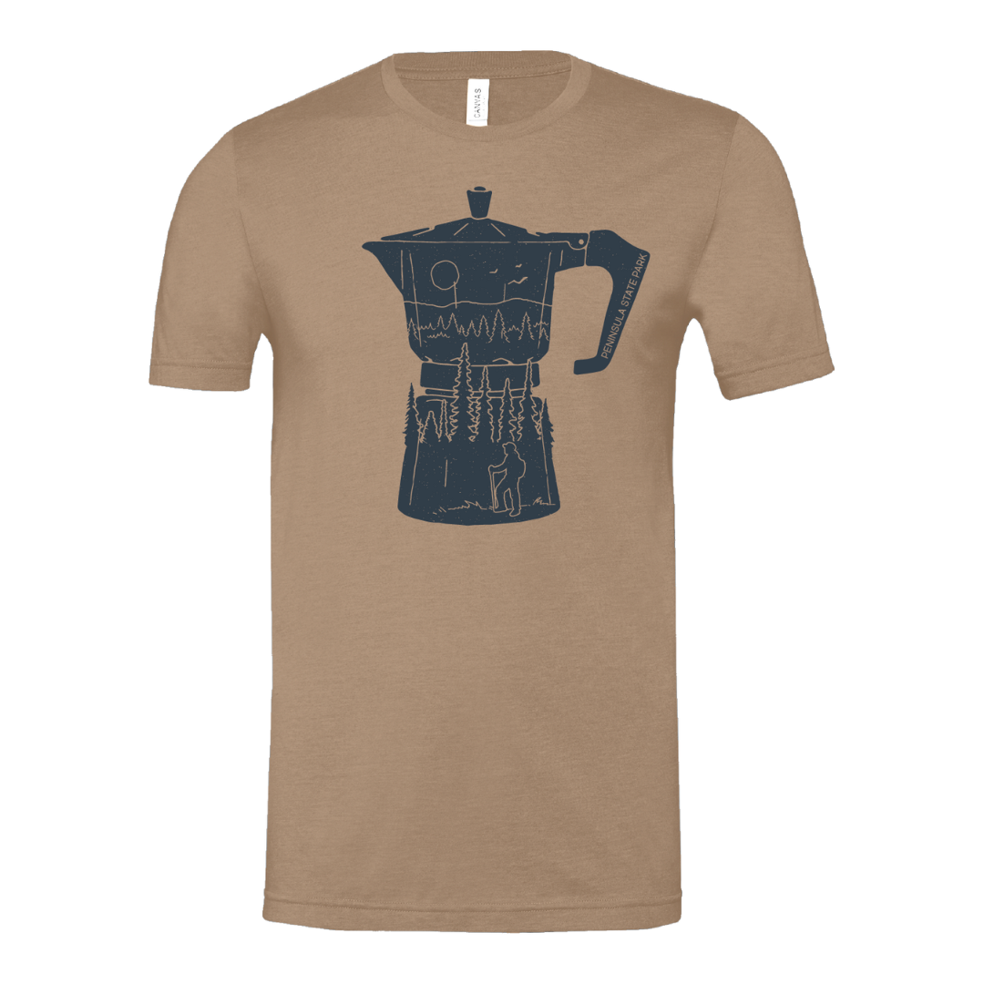 Hiker Coffee Peninsula State Park Short Sleeve T-shirt Tan