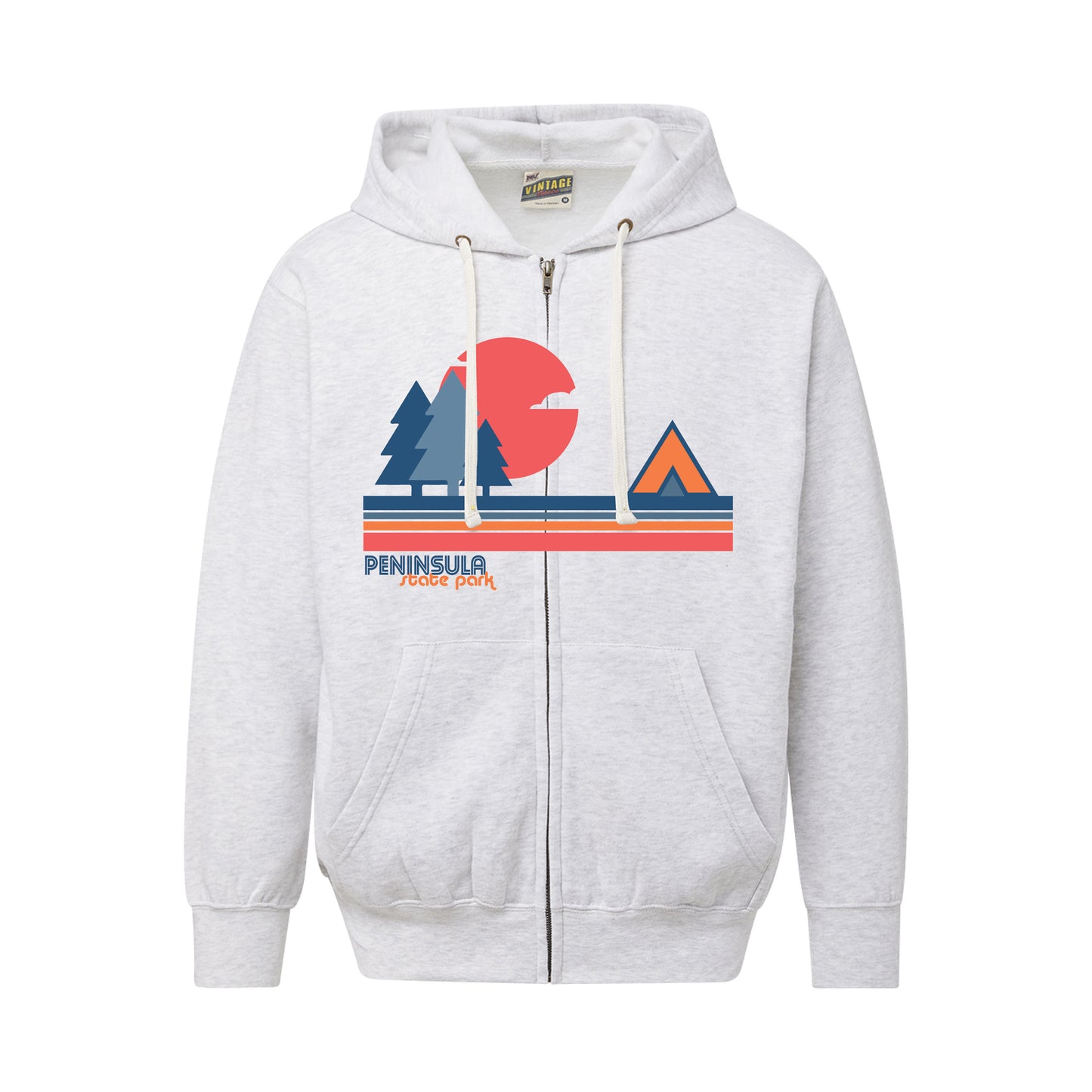 Peninsula State Park Geometric Pines Ash Unisex Zip Hoodie
