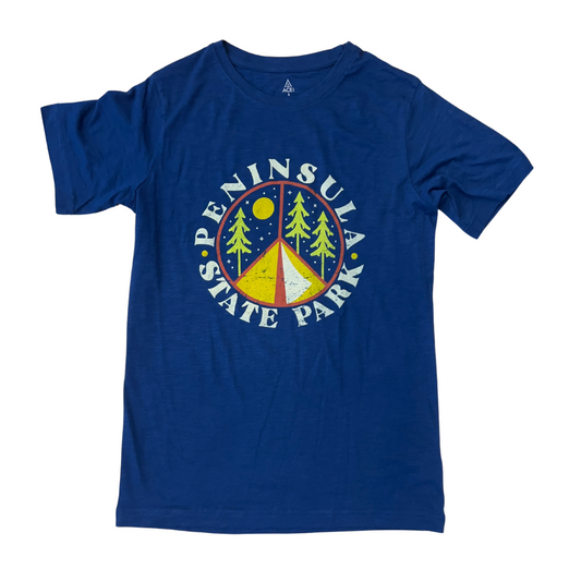 Peninsula State Park Camp Peace Sign Royal Youth T-shirt