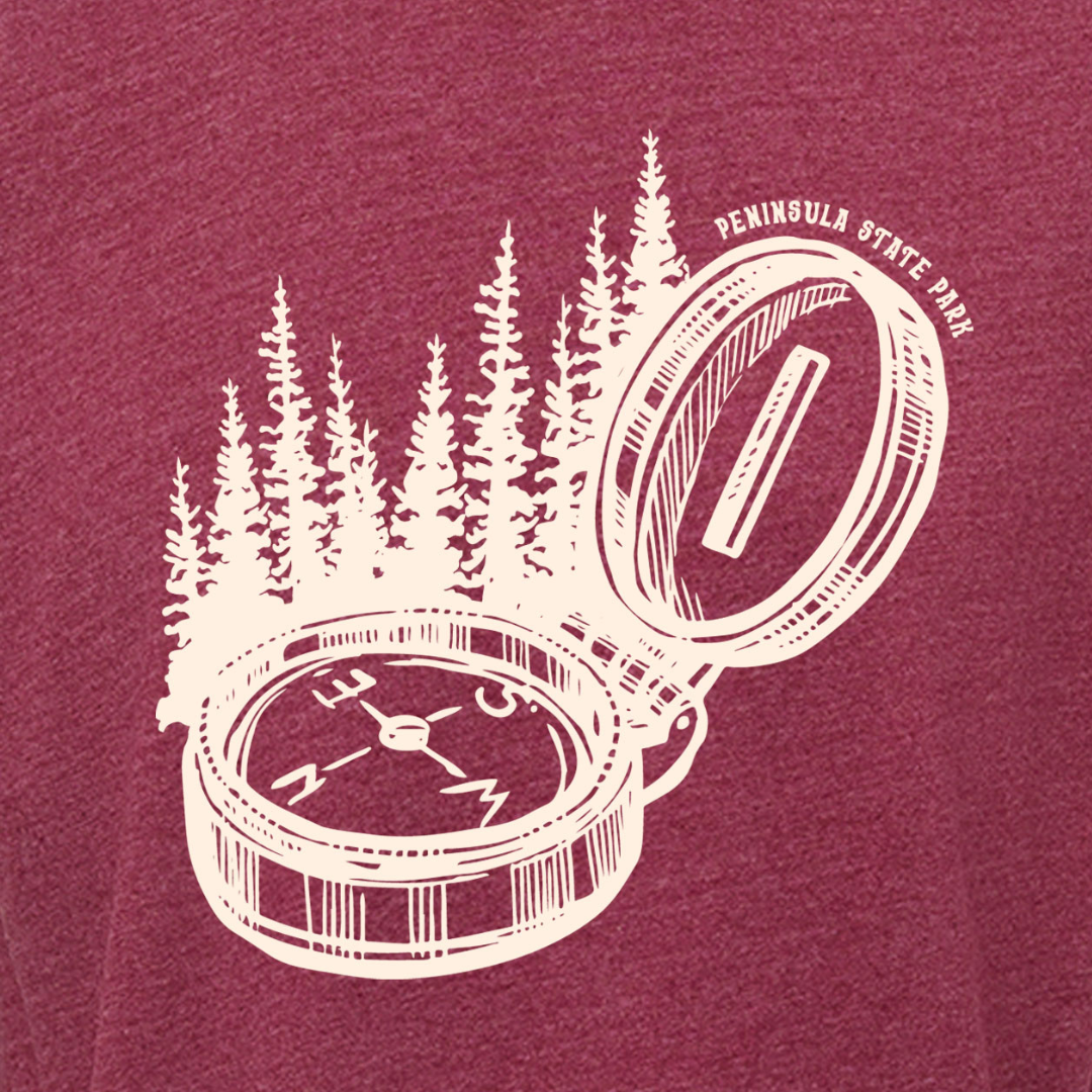 Peninsula State Park Compass Maroon Unisex T-shirt