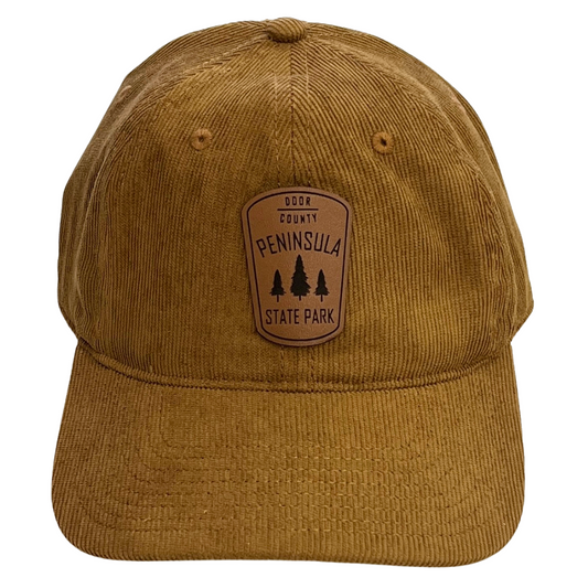 Peninsula State Park Leather Patch Brown Corduroy Cap