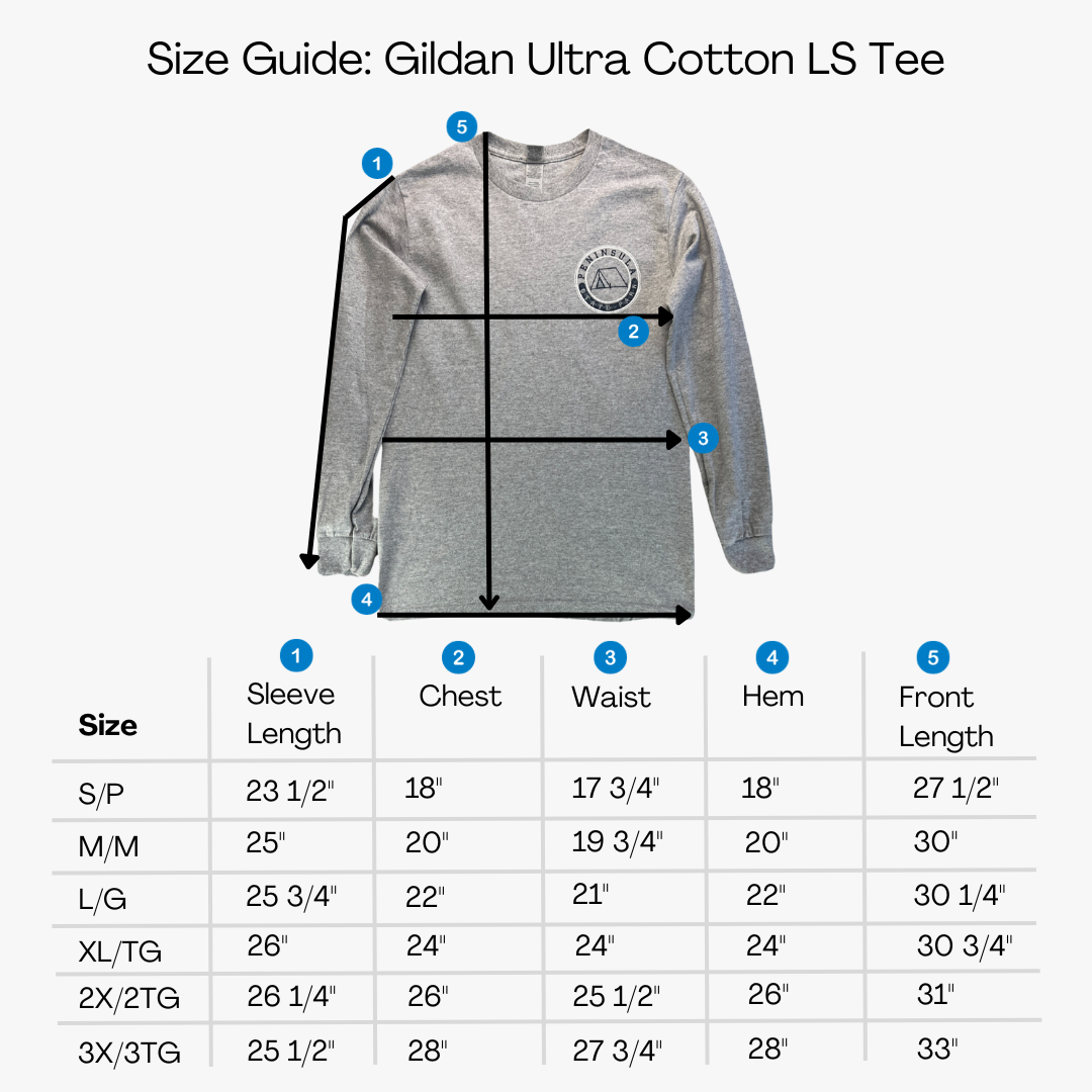 Peninsula State Park T-shirt Long Sleeve Sport Grey