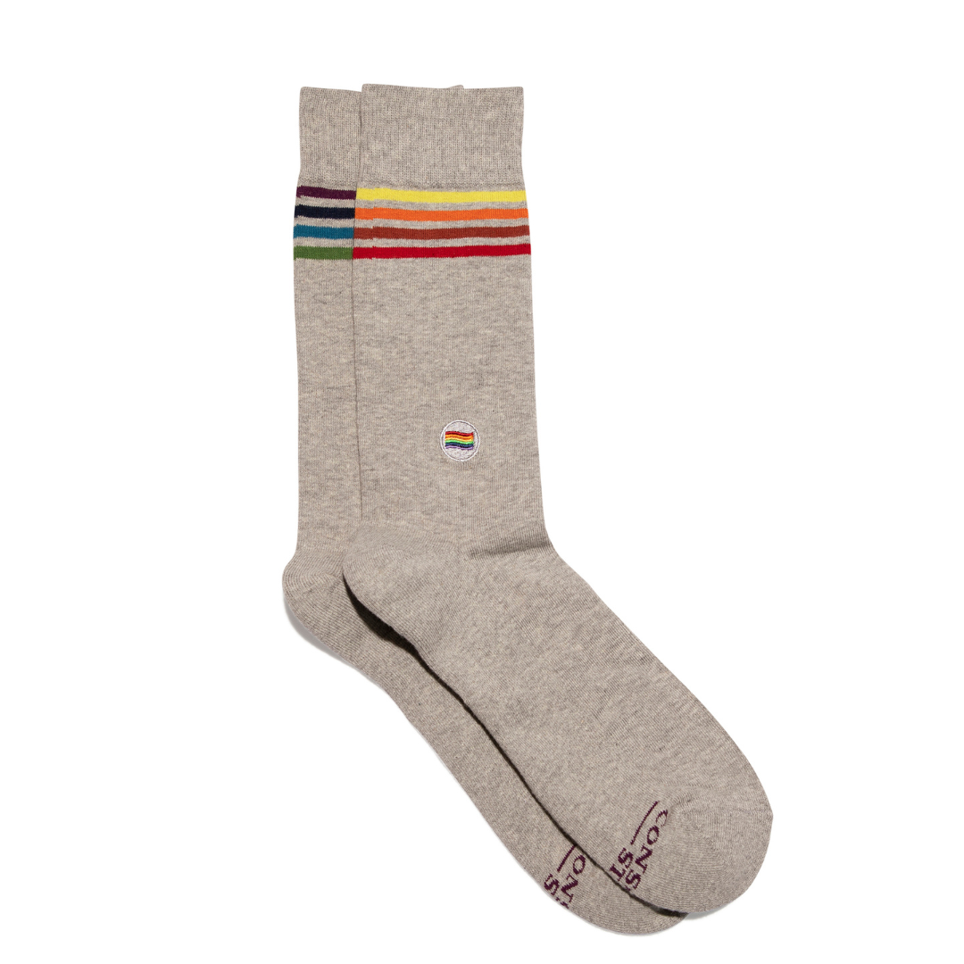 Socks that Save LGBTQ Lives Grey Striped