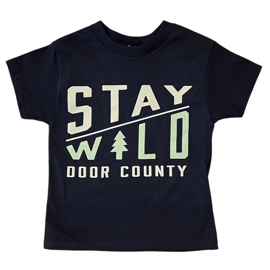 Stay Wild Door County Black Youth T-shirt