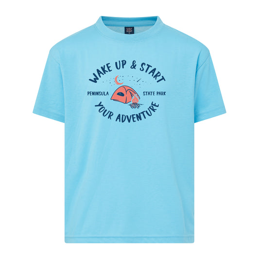 Wake Up And Start Your Adventure PSP Cali Blue Youth T-shirt